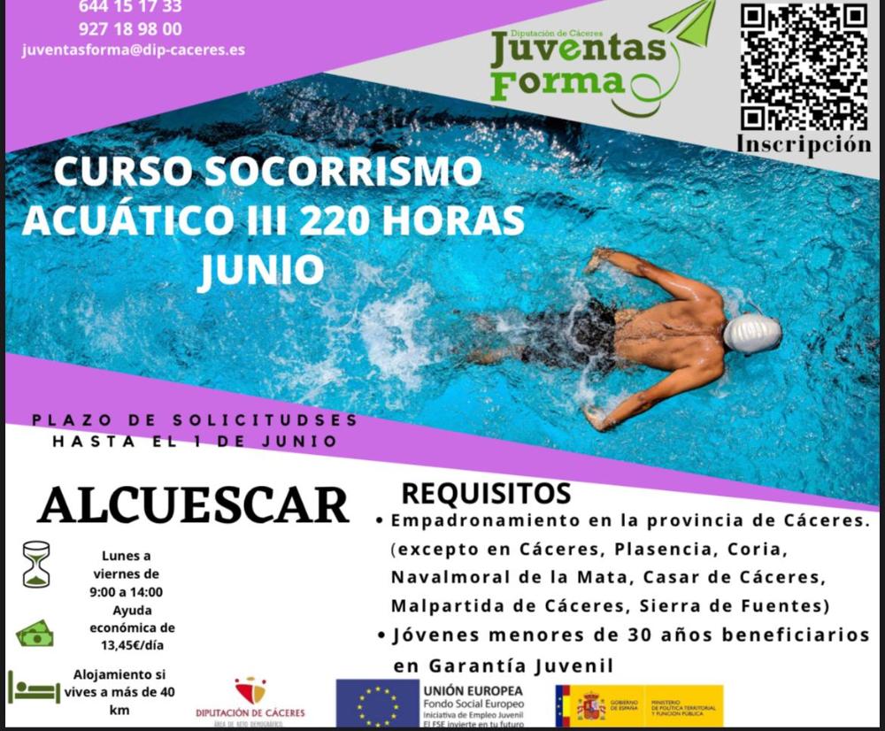 Imagen Proyecto JUVENTAS FORMA. Curso de Socorrismo acuático III en Alcuéscar