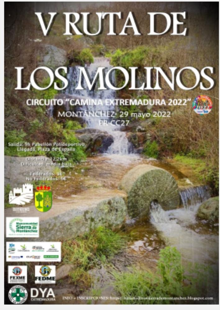 Imagen V RUTA DE SENDERISMO LOS MOLINOS El próximo 29 de mayo, en Montánchez, disfrutaremos de la ruta de senderismo, visitando la treintena de molinos harineros.