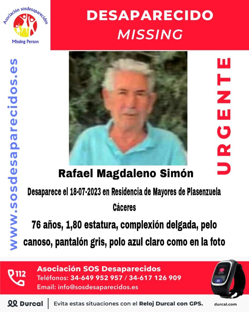 Imagen URGENTE: SE BUSCA A UN HOMBRE DESAPARECIDO EN PLASENZUELA