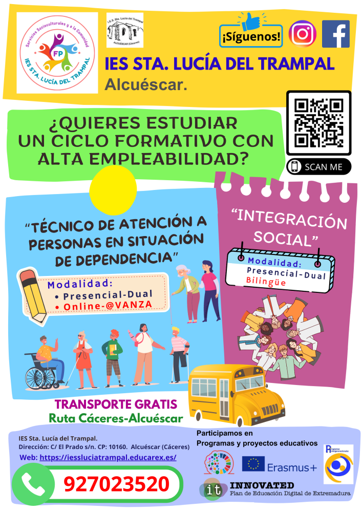 Imagen IES SANTA LUCÍA DEL TRAMPAL DE ALCUESCAR- CICLOS FORMATIVOS DE GRADO MEDIO Y SUPERIOR