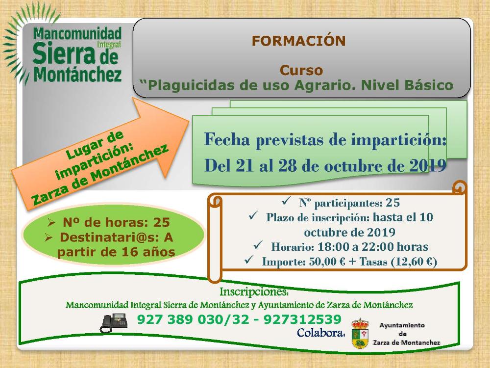 Imagen ZARZA DE MONTÁNCHEZ - CURSO PLAGUICIDAS NIVEL BÁSICO