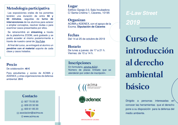 Imagen ADENEX - CURSO DE INTRODUCCIÓN AL DERECHO AMBIENTAL BÁSICO