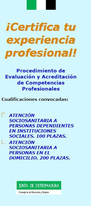 Imagen PROCEDIMIENTO DE EVALUACIÓN Y ACREDITACIÓN DE COMPETENCIAS PROFESIONALES- ATENCIÓN SOCIOSANITARIA A PERSONAS DEPENDIENTES