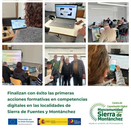 Imagen Finalizan con éxito las primeras acciones formativas en competencias digitales en Sierra de Fuentes, Montánchez y en la Escuela de Aprendizaje Laboral Emple@ando 24