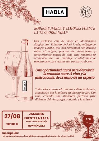 Imagen Cata de vinos Bodegas Habla y Jamones Fuente la Taza