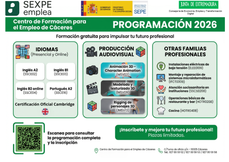 Imagen Programación Formativa 2026 del Centro de Formación para el Empleo de Cáceres