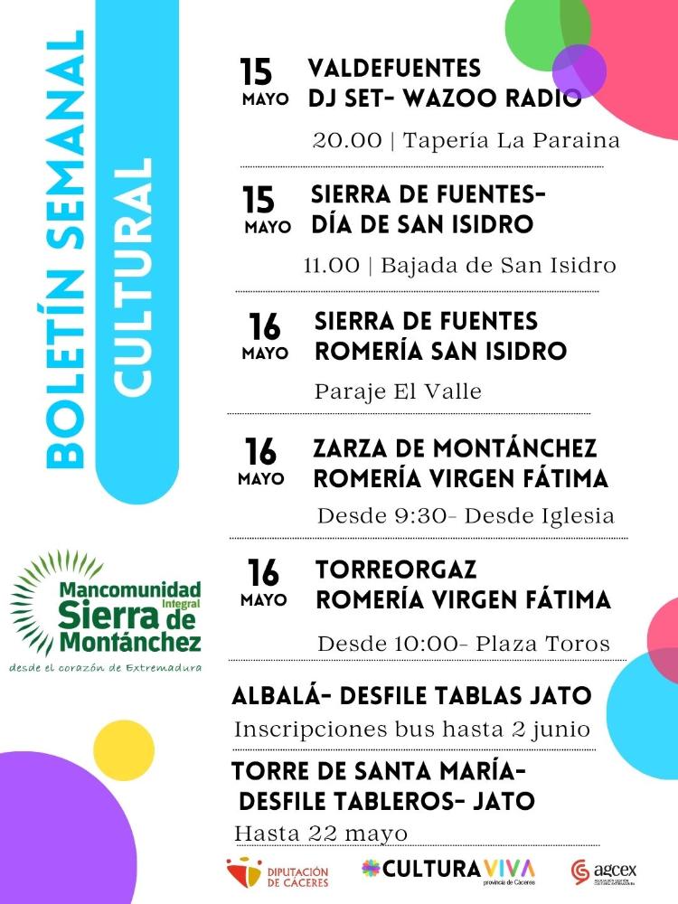 Imagen Boletín Cultural - Semana 13 al 16 de mayo