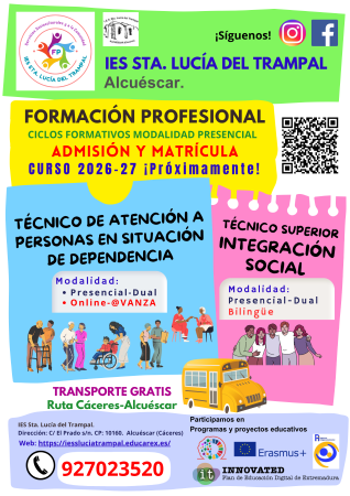 Imagen Formación Profesional 2026-2027 | IES Sta. Lucía del Trampal