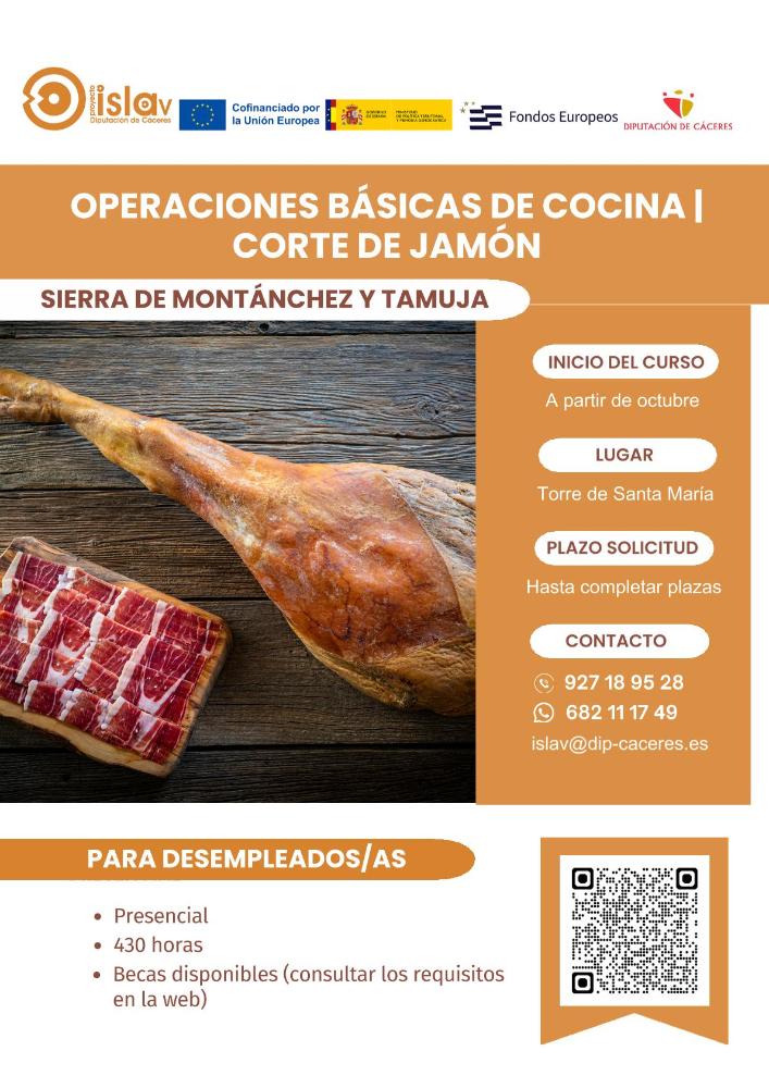 Imagen CURSO - Operaciones básicas de Cocina / Corte de Jamón